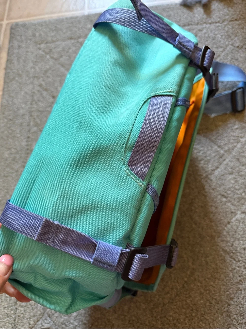 Vintage Patagonia Mini Mass Messenger Bag Blue Teal Purple Orange Colorblock